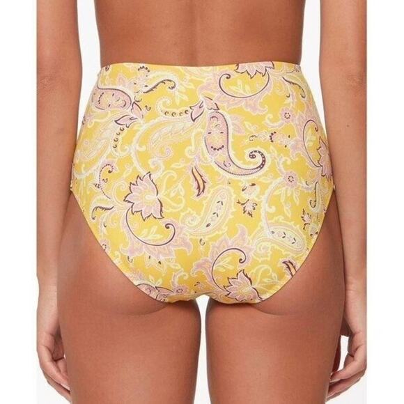 Sanctuary High Waisted Yellow Paisley Bikini Swim Bottom Size S - Picture 7 of 8